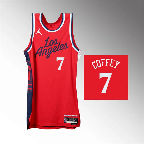 Mens Los Angeles Clippers #7 Amir Coffey 2024-25 Statement Edition Jersey Red
