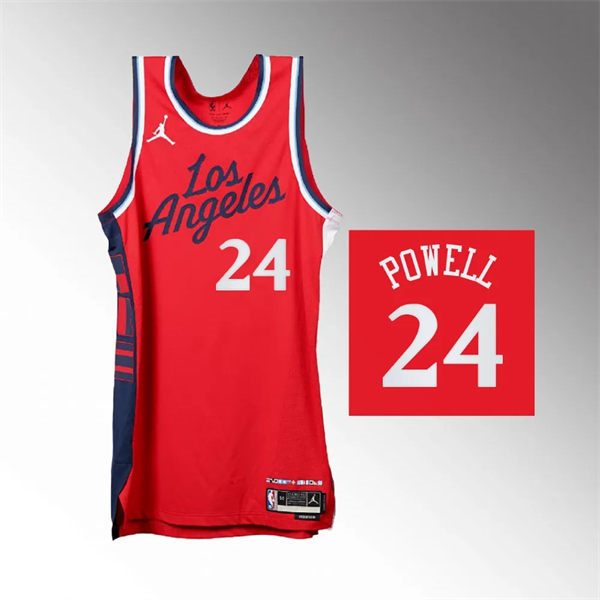 Mens Los Angeles Clippers #24 Norman Powell 2024-25 Statement Edition Jersey Red