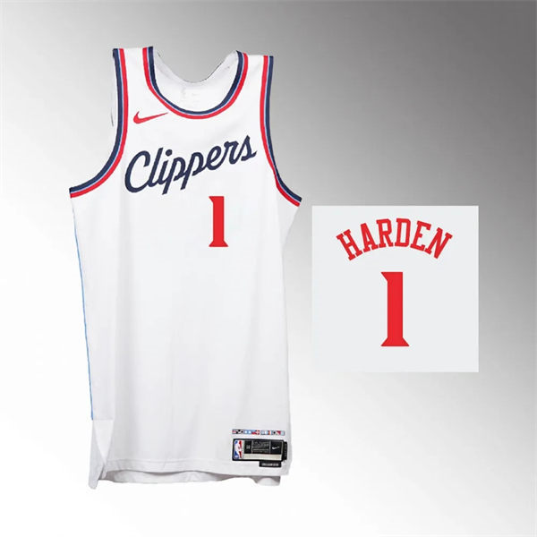 Mens Los Angeles Clippers #1 James Harden 2024-25 Association Edition Jersey White