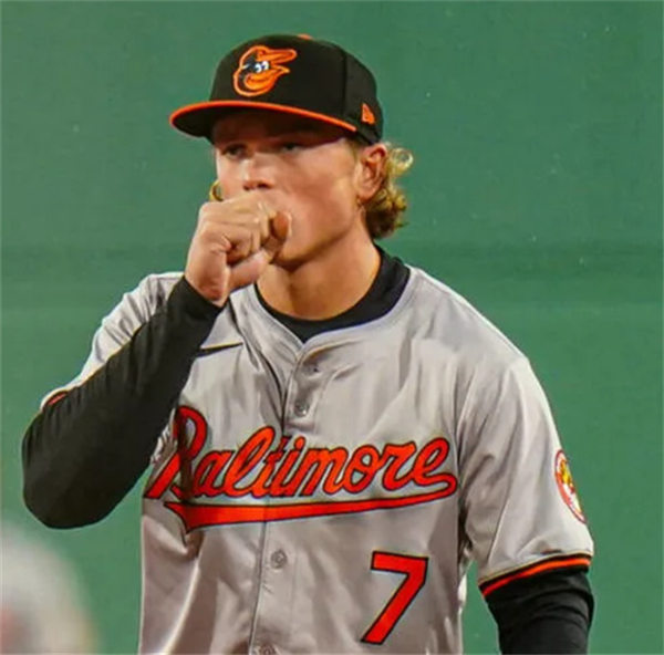 Mens Baltimore Orioles #7 Jackson Holliday Nike Grey Road Limited Jersey