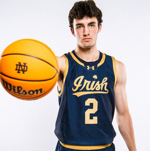 Men's Youth Notre Dame Fighting Irish Custom 2024 Navy Gold Irish Basketball Game Jersey