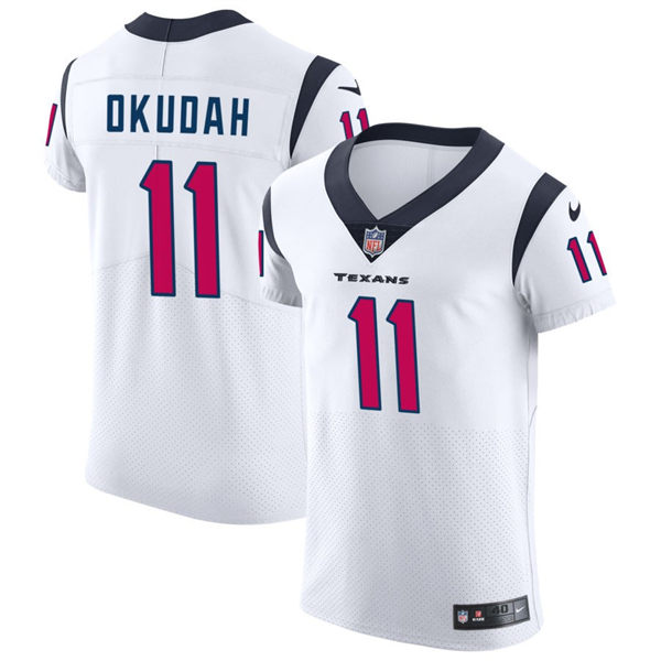 Men's Houston Texans #11 Jeff Okudah Nike White Vapor Limited Player Jersey