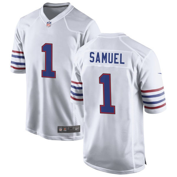 Mens Buffalo Bills #1 Curtis Samuel Nike White Alternate Retro Vapor Limited Jersey