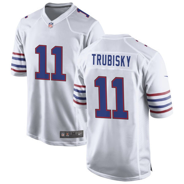 Mens Buffalo Bills #11 Mitch Trubisky Nike White Alternate Retro Vapor Limited Jersey