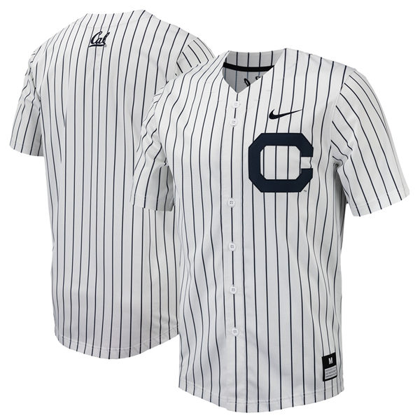 Mens Youth Cal Bears Custom Nike 2024 White Pinstripe Baseball Game Jersey