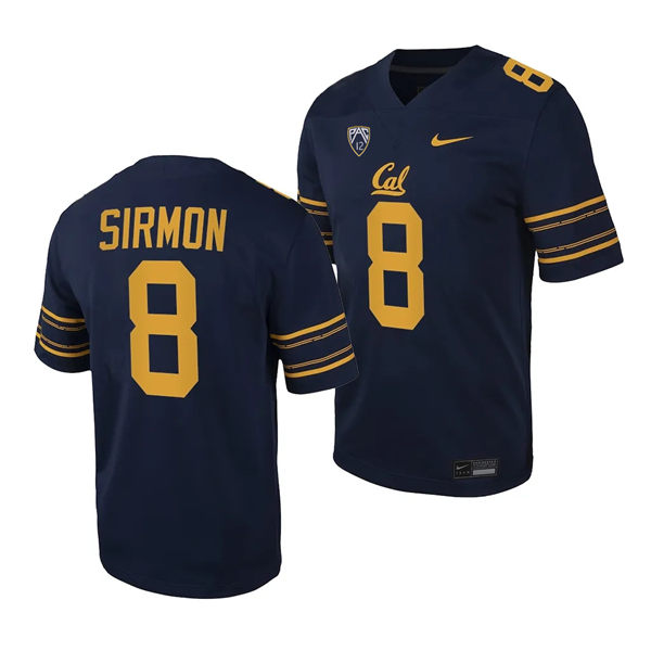 Mens Youth Cal Bears #8 Jackson Sirmon Nike Navy Football Game Jersey