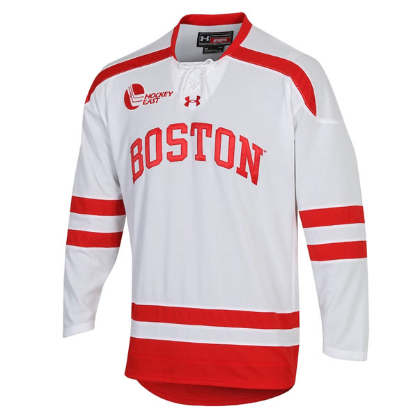Mens Youth Boston University Terriers Custom 2024 White Hockey Game Jersey