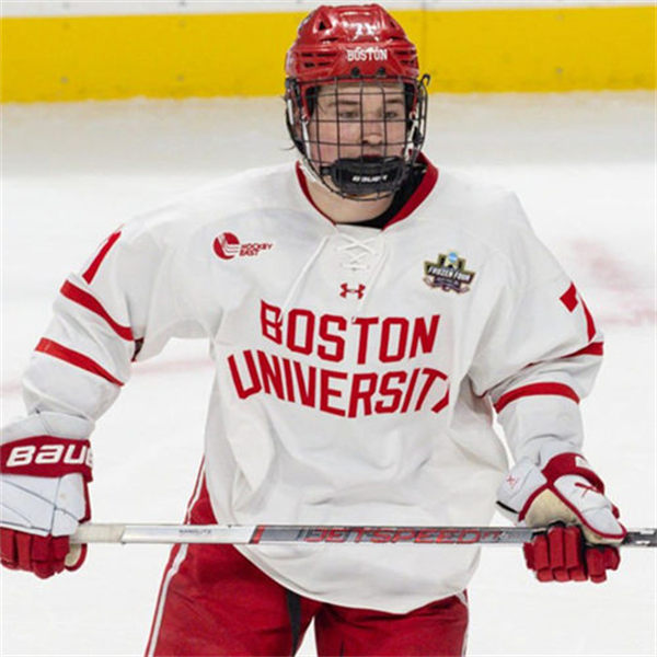 Mens Youth Boston University Terriers Custom 2024 White Boston University Hockey Jersey