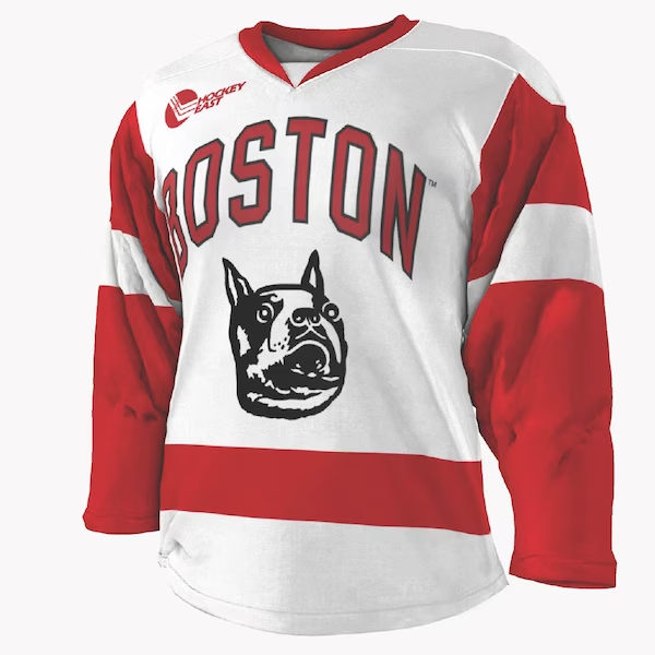 Mens Youth Boston University Terriers Custom 2024 White With Team Logo Hockey Jersey