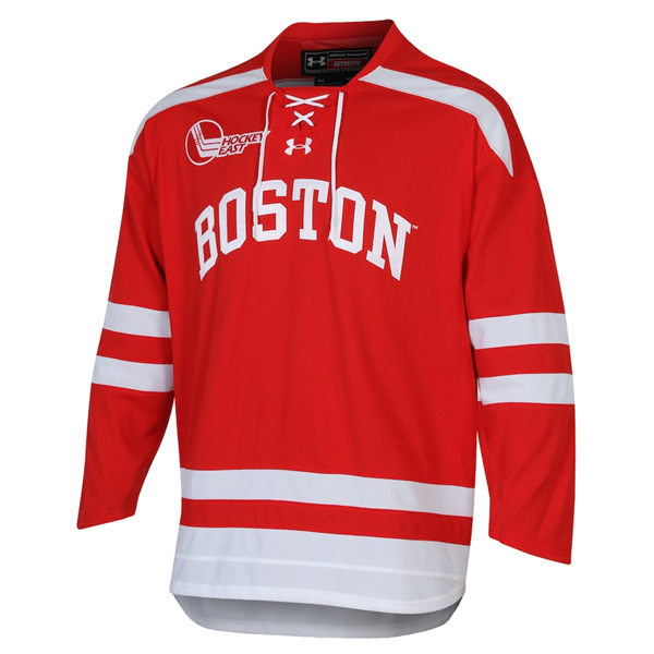 Mens Youth Boston University Terriers Custom 2024 Scarlet Hockey Jersey