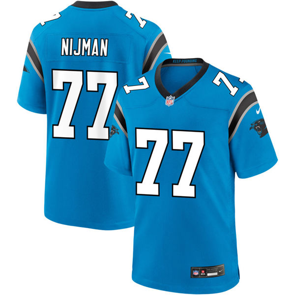 Mens Carolina Panthers #77 Yosh Nijman Nike Blue Vapor Untouchable Limited Jersey