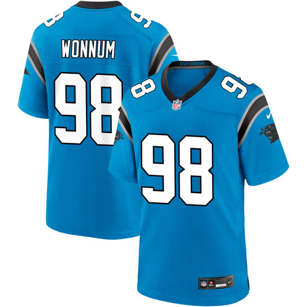Mens Carolina Panthers #98 D.J. Wonnum Nike Blue Vapor Untouchable Limited Jersey