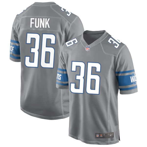 Mens Detroit Lions #36 Jake Funk Nike Steel Alternate F.U.S.E. Vapor Limited Jersey