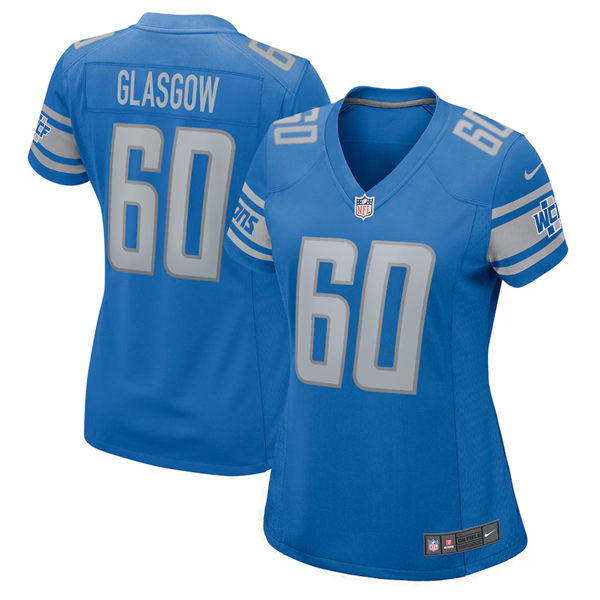 Womens Detroit Lions #60 Graham Glasgow  Nike Blue Limited Jersey