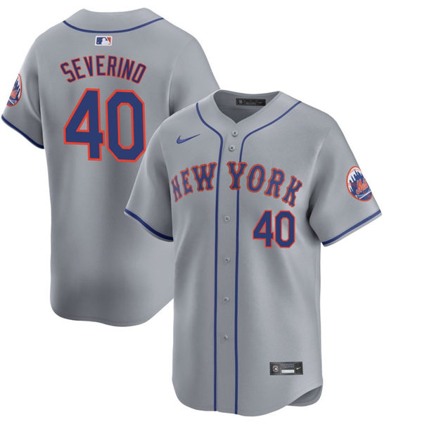 Mens New York Mets #40 Luis Severino Nike Grey Road Limited Player Jersey