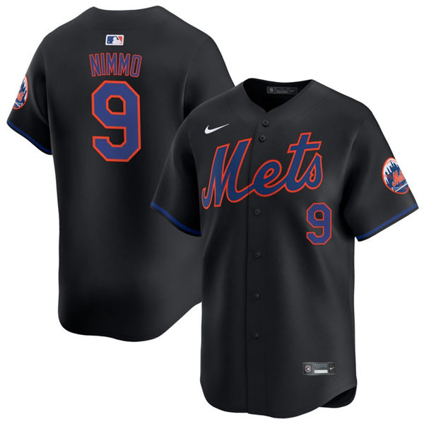 Mens New York Mets #9 Brandon Nimmo Nike 2024 Black Alternate Limited Jersey