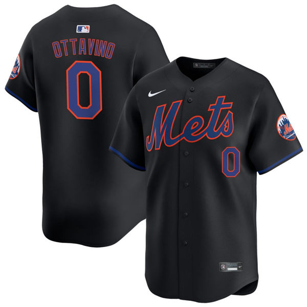 Mens New York Mets #0 Adam Ottavino Nike 2024 Black Alternate Limited Jersey