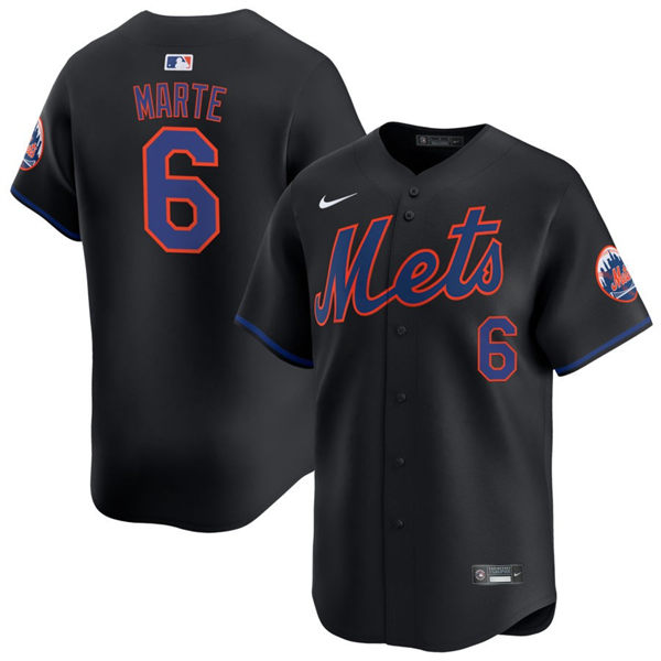 Mens New York Mets #6 Starling Marte Nike 2024 Black Alternate Limited Jersey