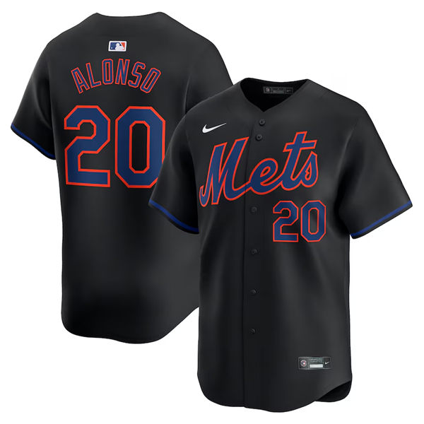 Mens New York Mets #20 Pete Alonso Nike 2024 Black Alternate Limited Jersey