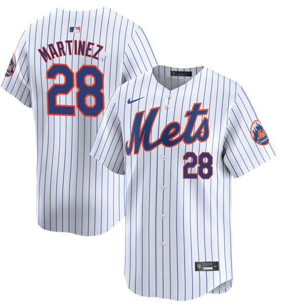 Mens New York Mets #28 J. D. Martinez Nike Home White Pinstripe Limited Player Jersey
