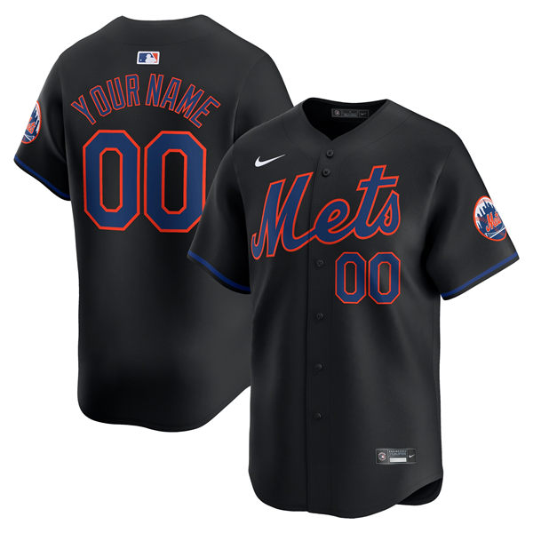 Mens Youth New York Mets Custom Nike 2024 Black Alternate Limited Jersey