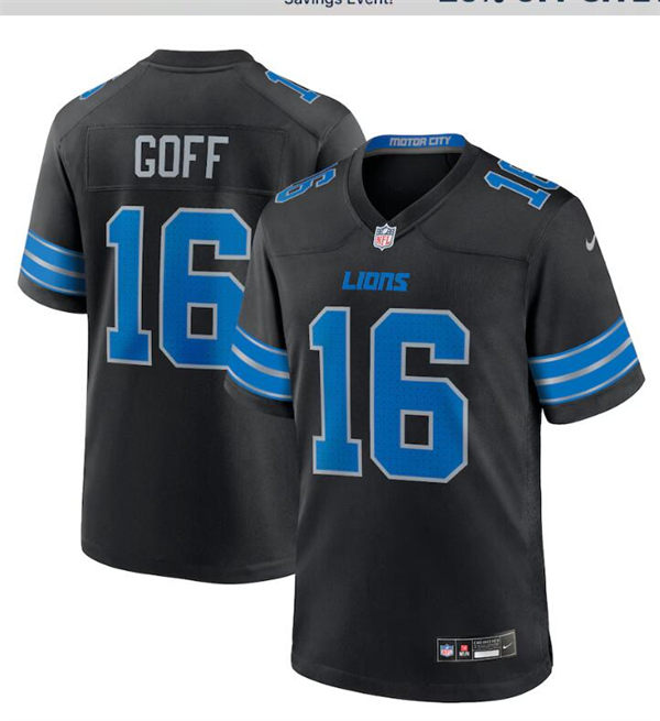 Youth Detroit Lions #16 Jared Goff Nike 2024 Black 2nd Alternate Limited Jersey