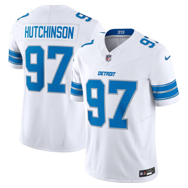 Youth Detroit Lions #97 Aidan Hutchinson Nike 2024 White Limited Jersey