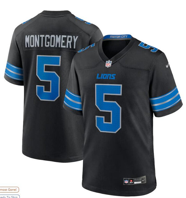 Youth Detroit Lions #5 David Montgomery Nike 2024 Black 2nd Alternate Limited Jersey