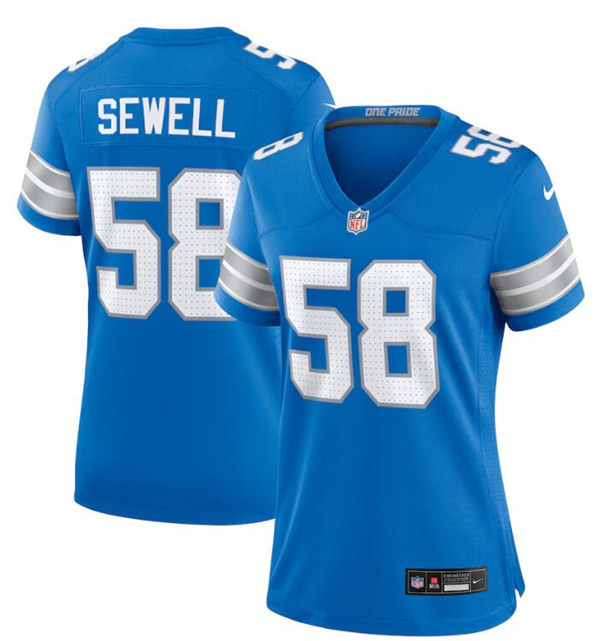 Womens Detroit Lions #58 Penei Sewell 2024 Blue Limited Jersey