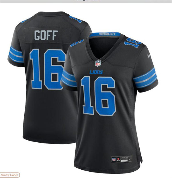 Womens Detroit Lions #16 Jared Goff 2024 Black 2nd Alternate Limited Jersey