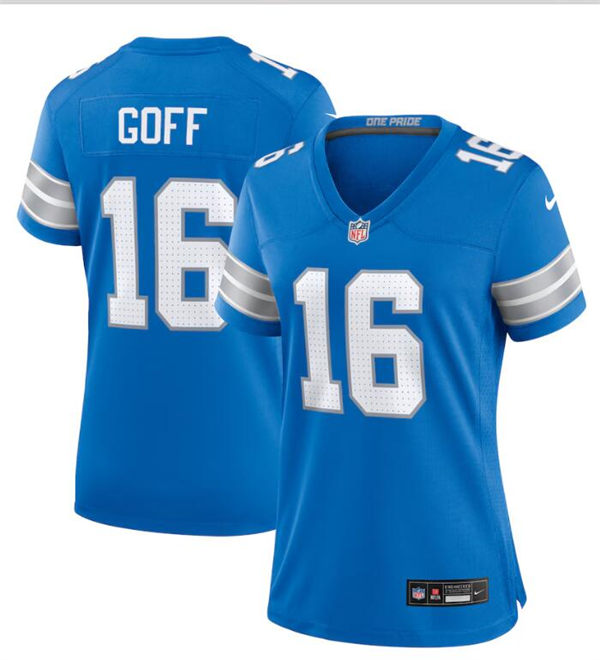 Womens Detroit Lions #16 Jared Goff 2024 Blue Limited Jersey