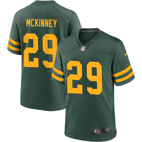 Mens Green Bay Packers #29 Xavier McKinney Nike Green Alternate Retro 1950s Throwback Jersey