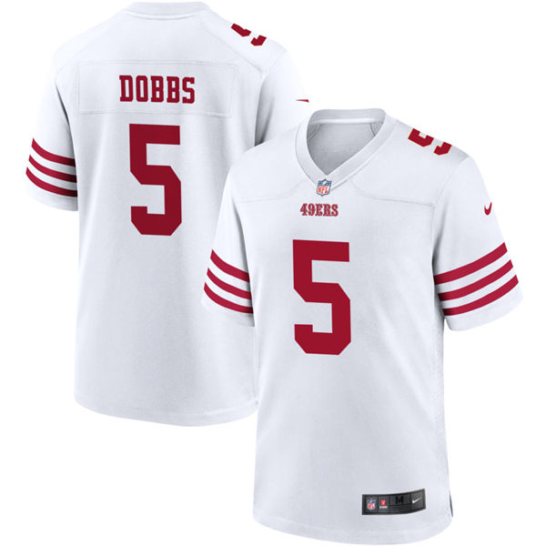 Mens San Francisco 49ers #5 Joshua Dobbs Nike Home White 2023 F.U.S.E. Vapor Limited Jersey