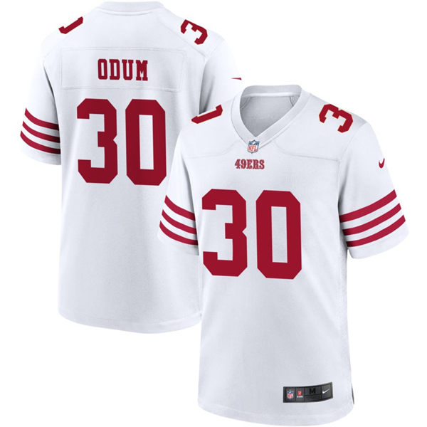 Mens San Francisco 49ers #30 George Odum Nike Home White 2023 F.U.S.E. Vapor Limited Jersey