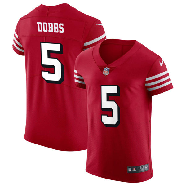 Mens San Francisco 49ers #5 Joshua Dobbs Nike Scarlet Alternate 2023 F.U.S.E. Vapor Limited Jersey