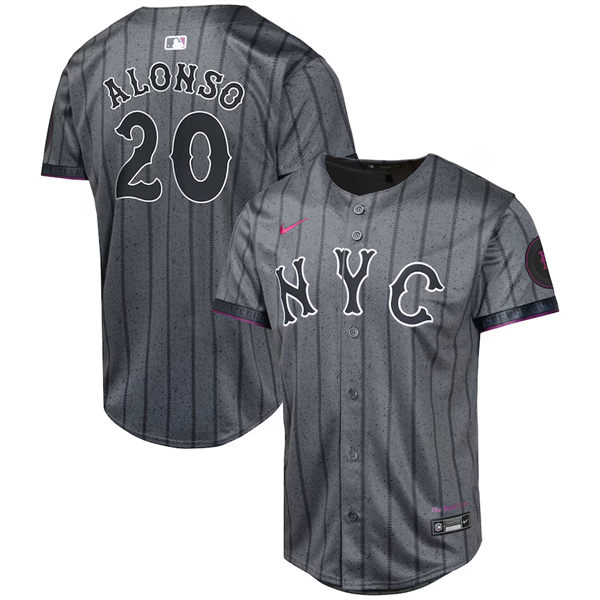 Youth New York Mets #20 Pete Alonso Nike Graphite 2024 City Connect Limited Jersey