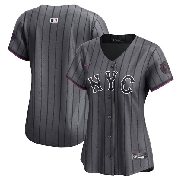 Womens New York Mets Customized Nike Graphite 2024 City Connect Limited Jersey