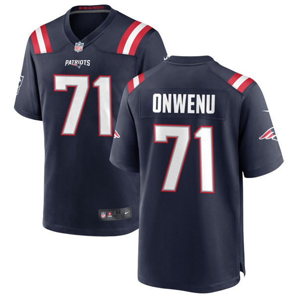 Mens New England Patriots #71 Michael Onwenu Nike Navy Vapor Untouchable Limited Jersey