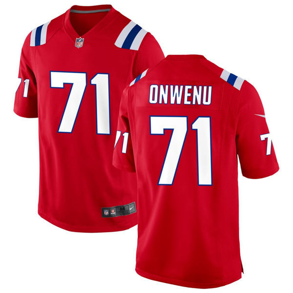 Mens New England Patriots #71 Michael Onwenu Nike Red Alternate Vapor Limited Jersey