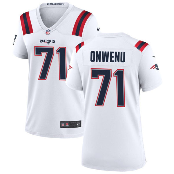 Womens New England Patriots #71 Michael Onwenu Nike White Limited Jersey