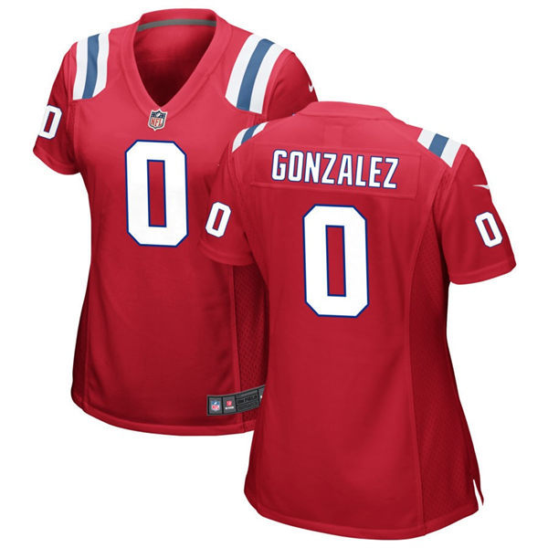 Womens New England Patriots #0 Christian Gonzalez Nike Red Alternate Limited Jersey