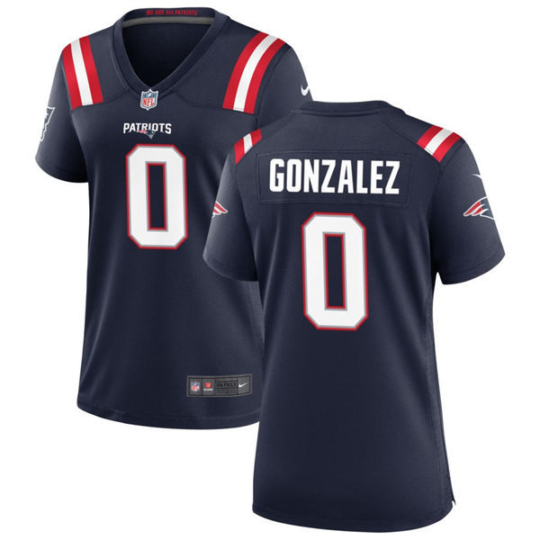 Womens New England Patriots #0 Christian Gonzalez Nike Navy Limited Jersey