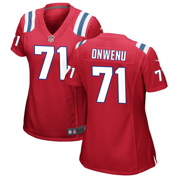 Womens New England Patriots #71 Michael Onwenu Nike Red Alternate Limited Jersey