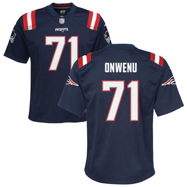 Youth New England Patriots #71 Michael Onwenu Nike Navy Limited Jersey