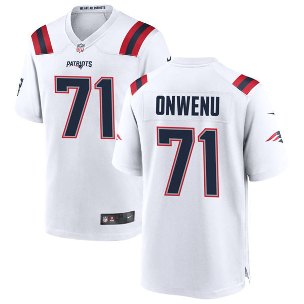 Youth New England Patriots #71 Michael Onwenu Nike White Limited Jersey