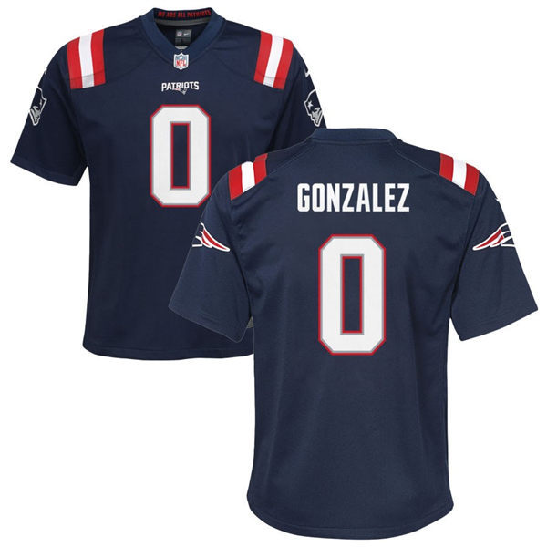 Youth New England Patriots #0 Christian Gonzalez Nike Navy Limited Jersey