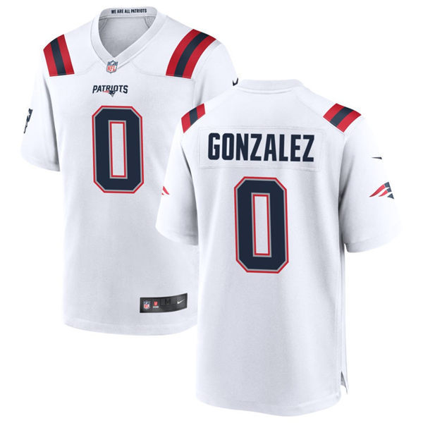 Youth New England Patriots #0 Christian Gonzalez Nike White Limited Jersey