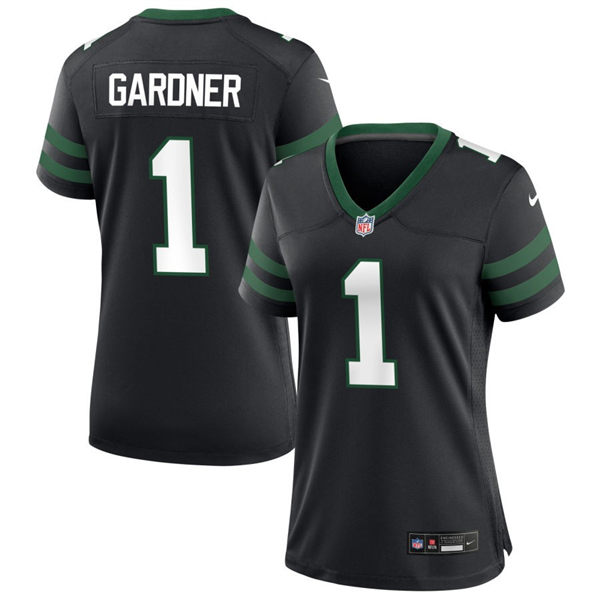 Women's New York Jets #1 Sauce Gardner Nike Black Alternate Legacy Game Jersey