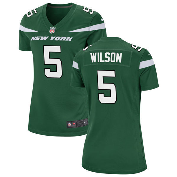 Womens New York Jets #5 Garrett Wilson Nike Gotham Green Limited Jersey