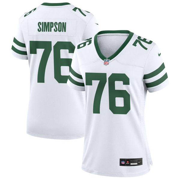 Women's New York Jets #76 John Simpson White Legacy Game Jersey